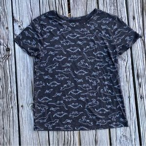 2/$10 COLD CRUSH Dark Grey White Dino Outline Top Graphic Dinosaur Print Shirt M